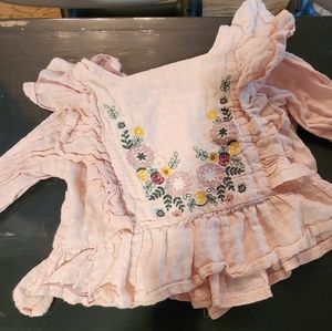 2 toddler long sleeve button up pink ruffled top